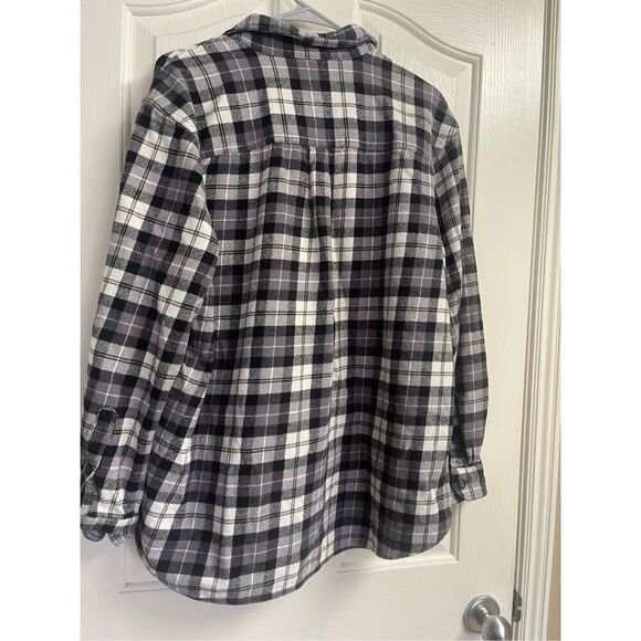Anchorage Mens Black White Plaid Button Up Long Sleeve Flannel Shirt Top XL - Picture 12 of 12